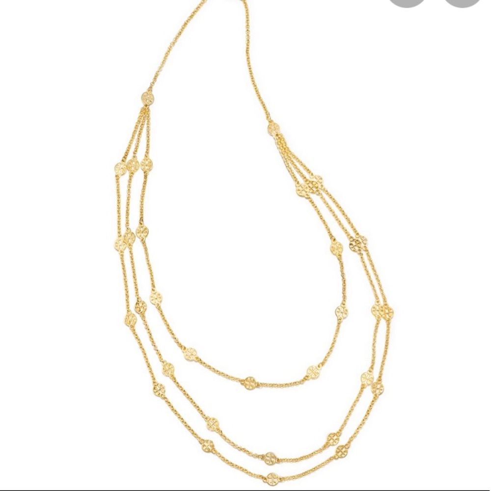 NWT Tory Burch Multi Strand Logo Necklace